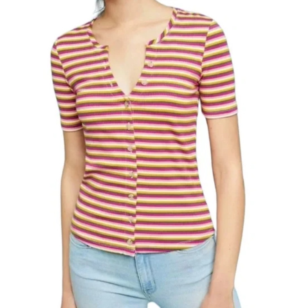 Anthropologie Maeve Ribbed Button Up